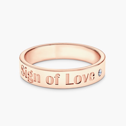 Obrączka partnerska Sign of Love®: różowe złoto, diament, płaska, 4mm